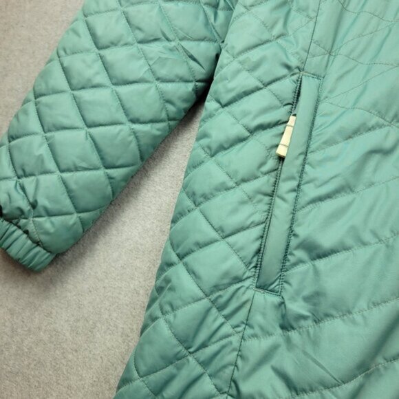 LL Bean Womens Fleece Lined Primaloft Jacket Coat Large Teal Blue Long - Picture 2 of 16